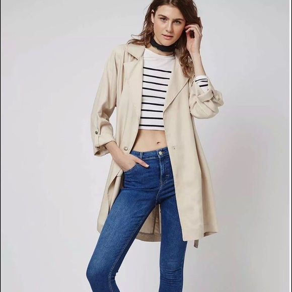 Topshop Jackets & Blazers - TOP SHOP Tan relaxed fit trench coat. Size 2